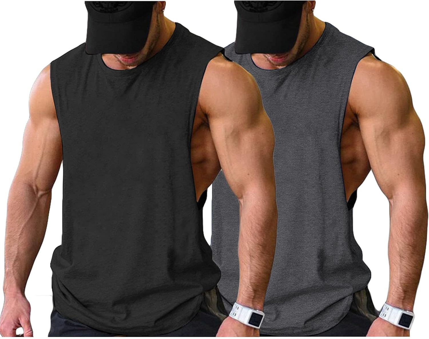 COOFANDY Men Workout Tank Top 2 Pack Gym Bodybuilding Sleeveless Muscle T Shirts