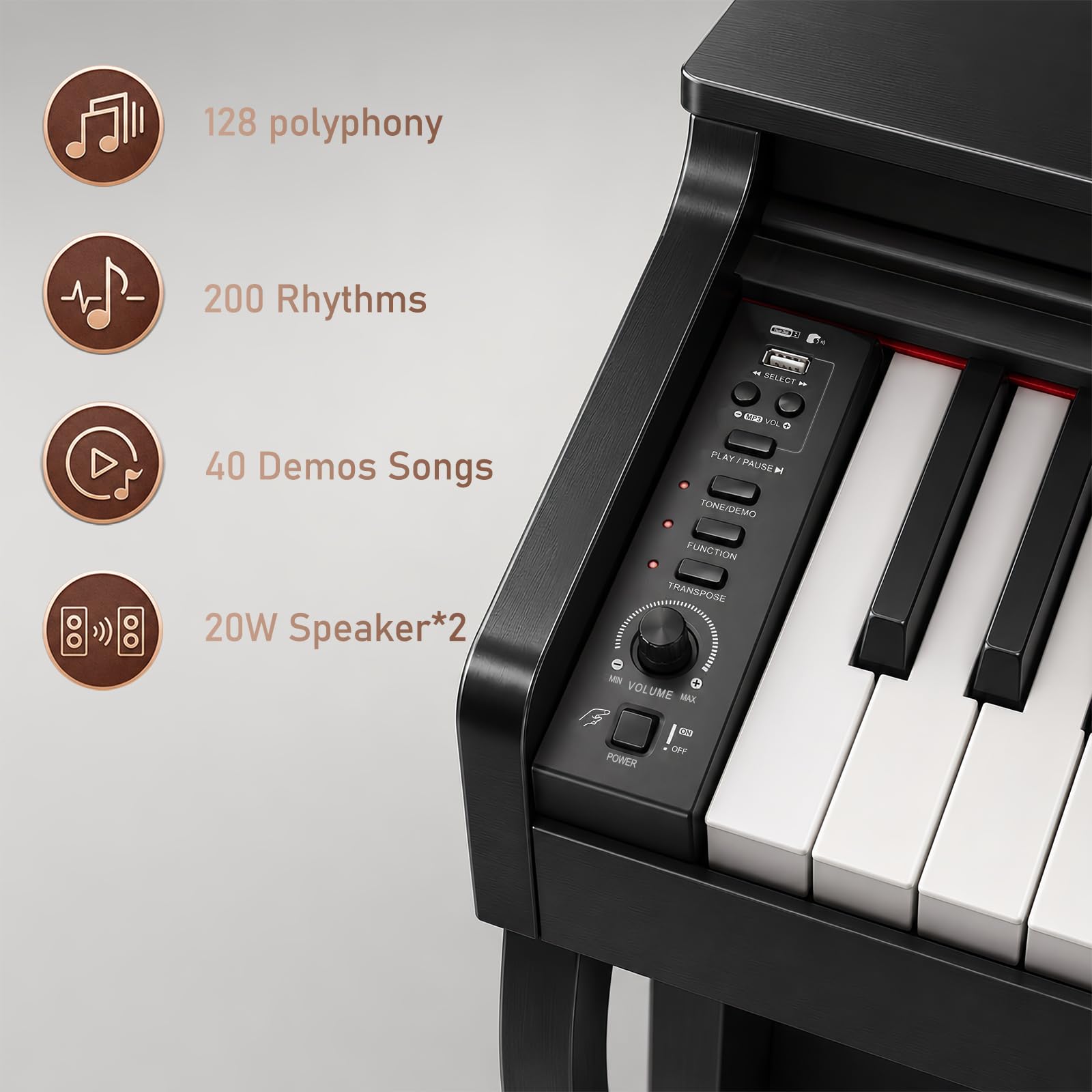 Amazon.com: ZHRUNS Digital Piano, 88 Key Weighted Keyboard Piano
