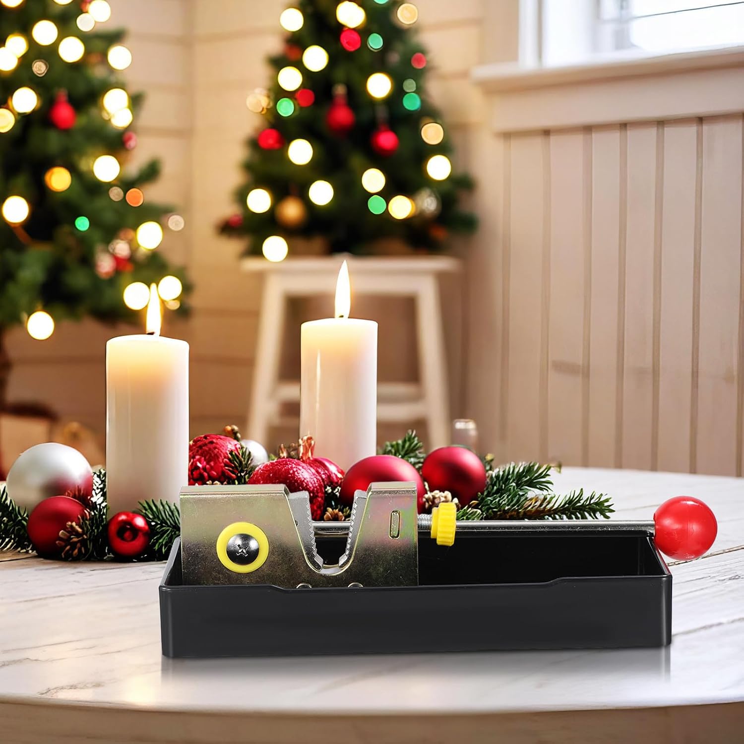 Adjustable Stainless Steel Nut Cracker with Bowl, Black Walnut Xmas