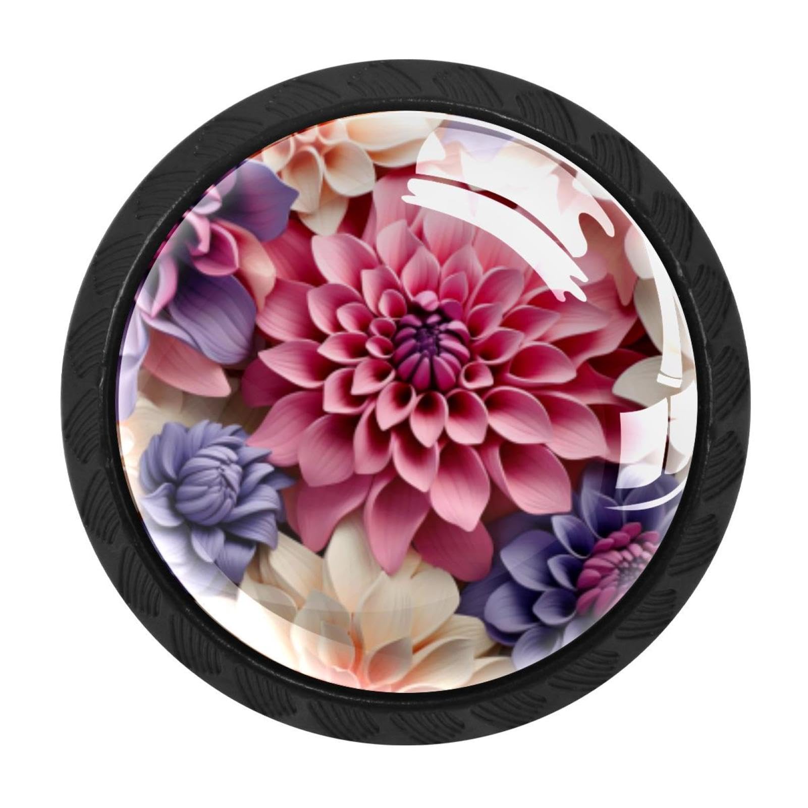 CHENZZZZ Flower Petal Drawer Knobs Pull Handle Crystal Glass Circle Shape Cabinet Drawer Pulls Cupboard Knobs with Screws for Kitchen Cupboard Dresser Wardrobe etc