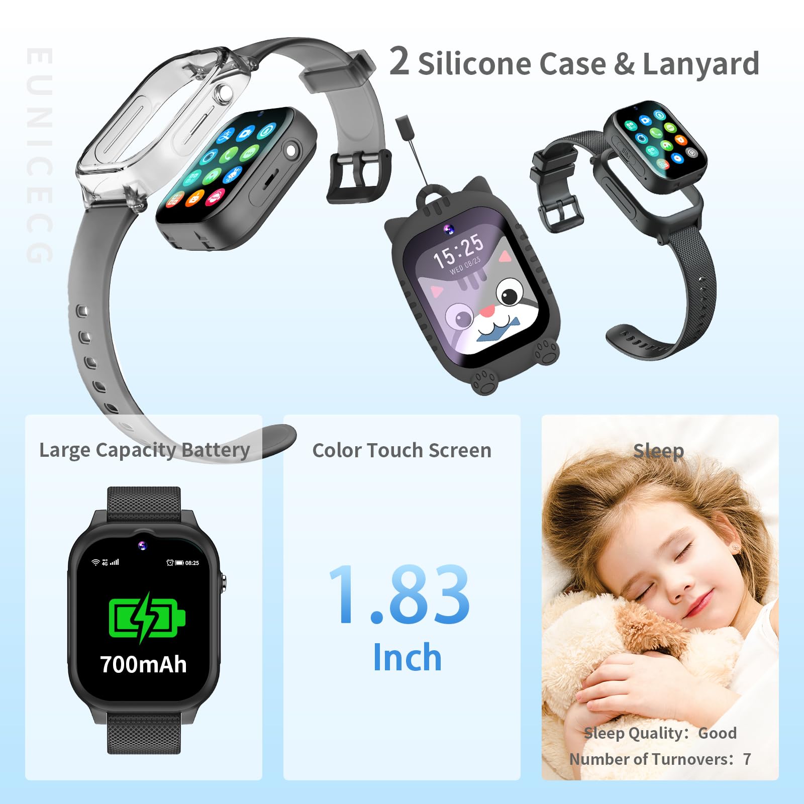 4G Smartwatch Dla Dzieci Chłopcy Dziewczynki Tracker GPS Telefon SOS Rozwołanie wideo Krokomierz Budzik HD Kamera Kalkulator Wodoodporne cyfrowe prezenty