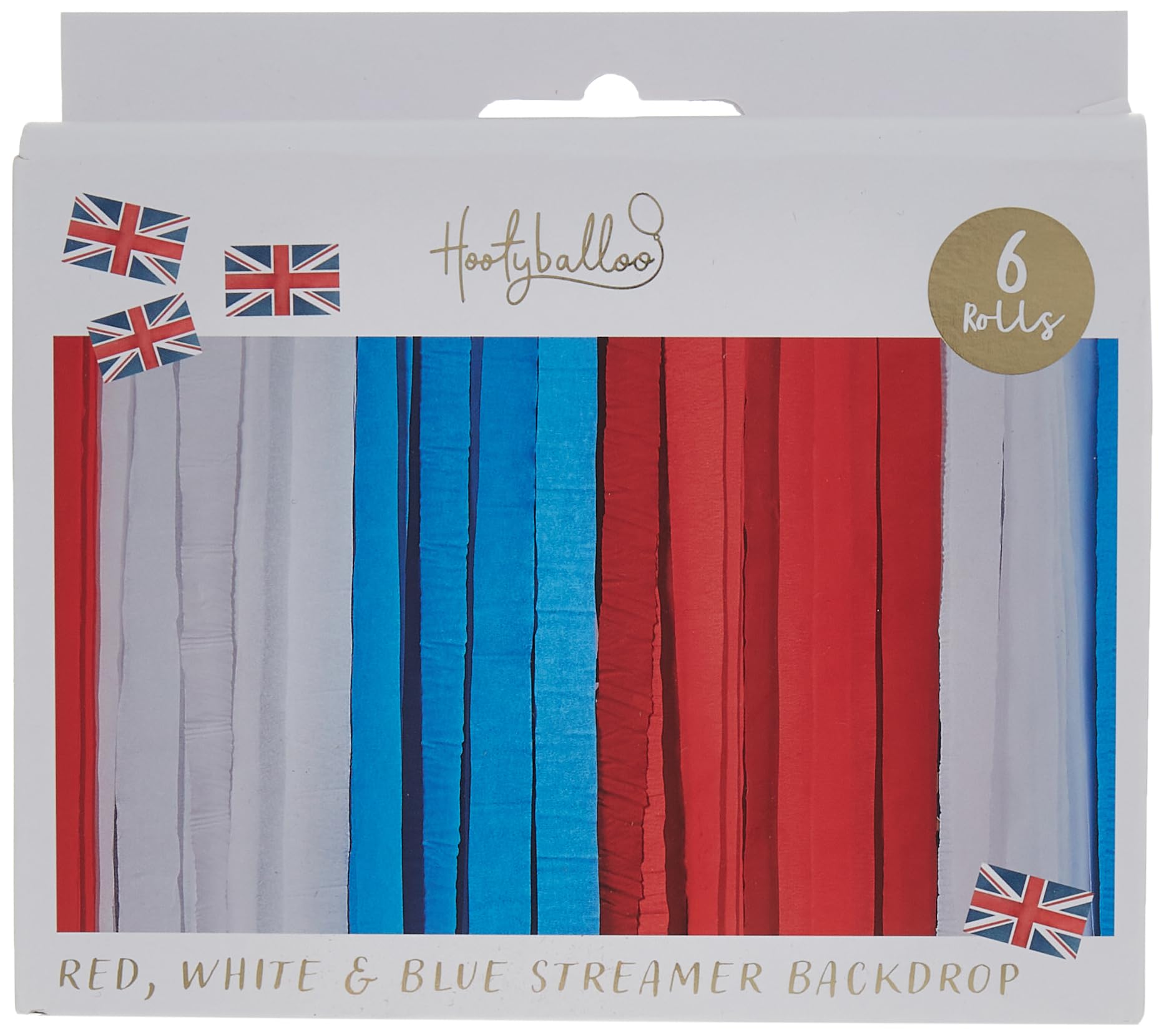 Hootyballoo Red, White & Blue Streamer Pack, King Charles III Coronation