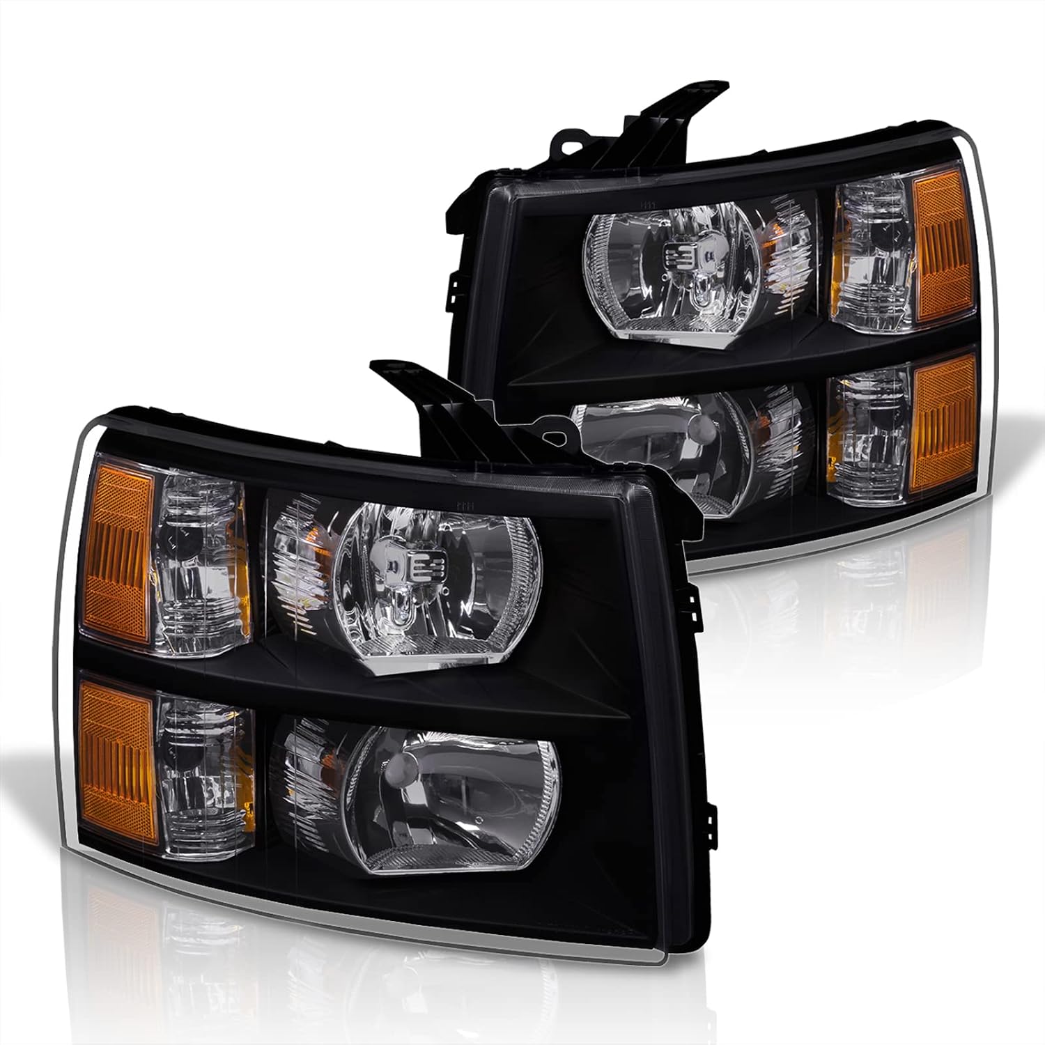 AJP Distributors Headlights Bumper Lamps Driving Signal Assembly Pair Compatible/Replacement For Silverado 1500 2500 2500HD 3500 3500HD 2007 2008 2009 2010 2011 2012 2013 2014 07 08 09 10 11 12 13 14