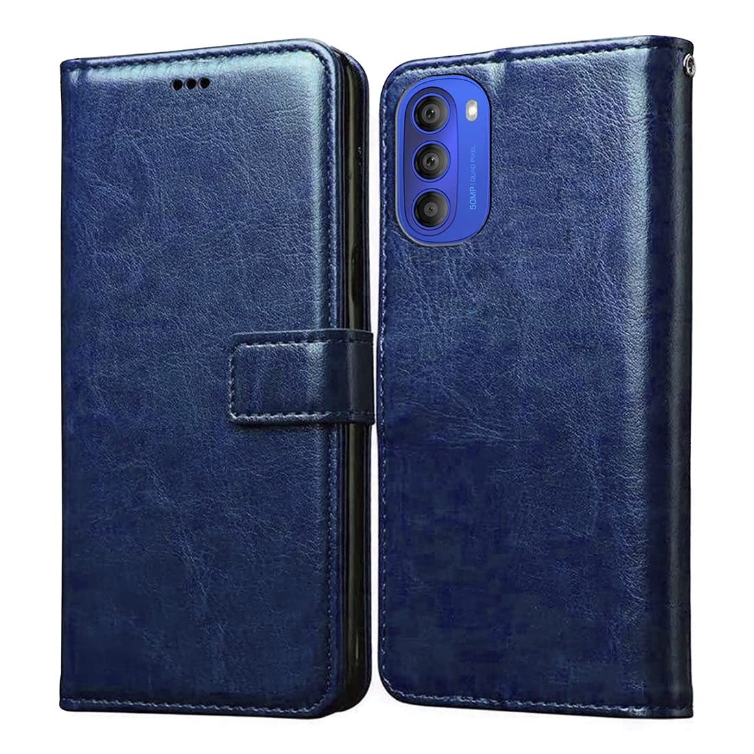 Casotec Flip Cover for Motorola Moto G51 5G | Premium Leather Finish | Inbuilt Pockets & Stand | Flip Case for Motorola Moto G51 5G (Blue) (B09RWWVH2S) Amazon Price History, Amazon Price Tracker