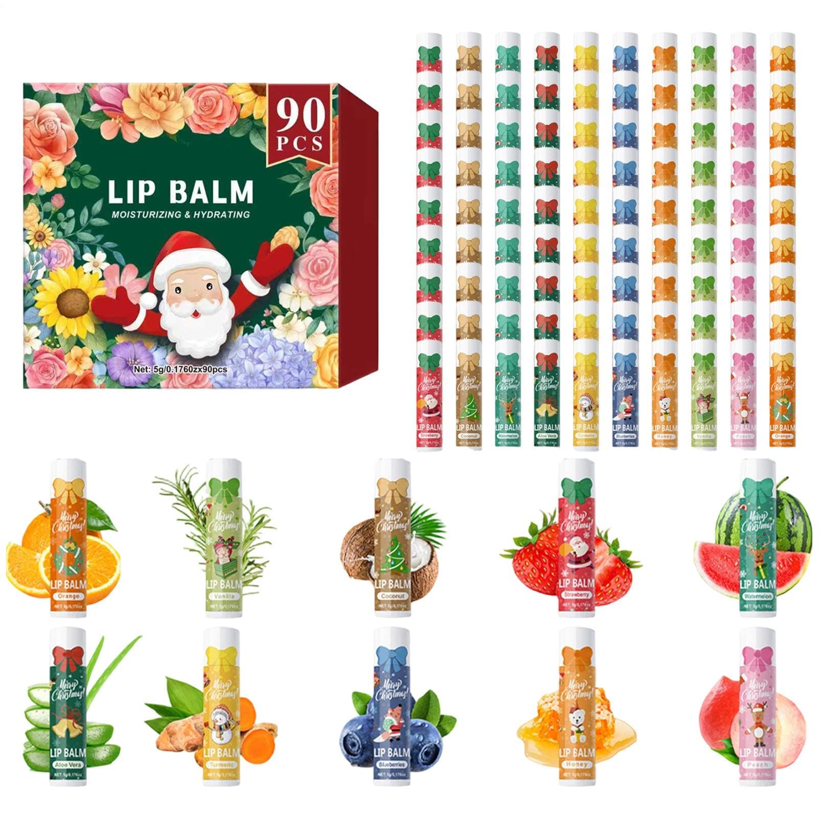 Lippenbalsam Feuchtigkeitsspendend 90 Stück Weichmacher Stift | Tägliche Lippenpflege für Frauen Tägliche Routine Reisen Outdoor Party Date Night Soziale Zusammenkünfte Urlaub