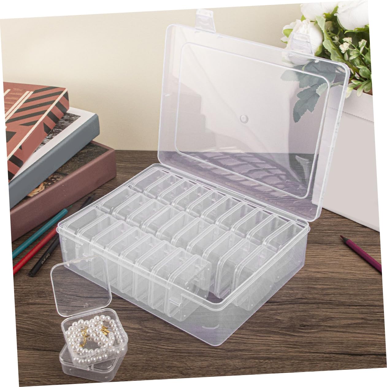 Artibetter 2sätze Kunststoffbox mit Deckel Transparent für Kleinteile Aufbewahrungsbehälter Teilebox Bastelbox Perlenorganizer Mini-schmuckorganizer DIY-projekte