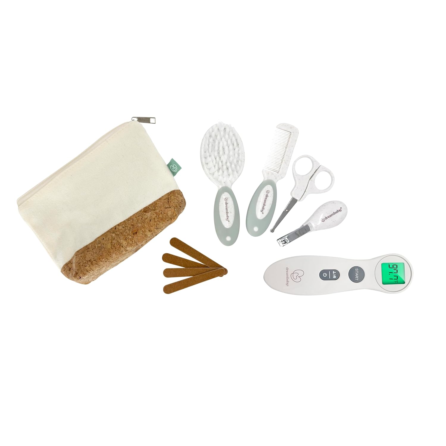 Dreambaby Touchless Non Contact Digital Infrared Forehead Thermometer + Neat & Tidy 9pc Wheatgrass Baby Grooming Kit