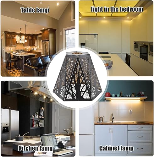 Miniatura 7 de Pantalla de sombra de árbol, pantalla de metal E27, pantalla de lámpara de araña hueca para lámpara de mesa, accesorios de luz para lámpara colgante