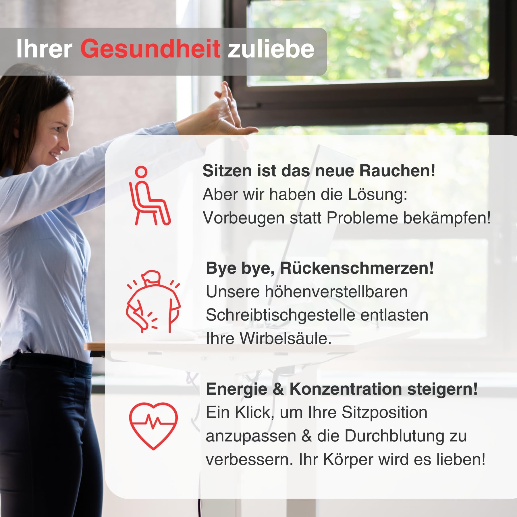 ergoPRO höhenverstellbarer Schreibtisch Gestell elektrisch 63-125 cm in grau I Schreibtischgestell höhenverstellbar mit 2 Motoren & Memory-Funktion I Tisch höhenverstellbar mit 3-Fach-Teleskop