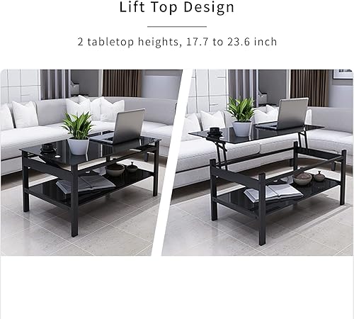 Miniatura 41 de Juego de 2 mesas auxiliares de cristal, mesa de cristal pequeña, mesa auxiliar negra con parte superior de vidrio templado, marco de metal, para