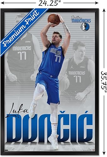 Miniatura 3 de Trends International NBA Dallas Mavericks - Póster de pared de Luka Doncic 22, 22.375 x 34 pulgadas, versión enmarcada en negro Versión enmarcada