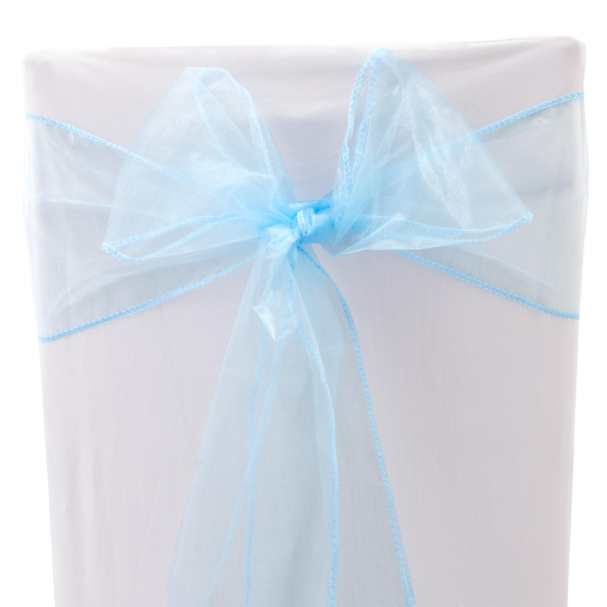 Time to Sparkle 30PCS 17x280cm Organza Chair Sashes Wider Fuller Cover Party Decoration Bow Sashes for Wedding -Baby Blue
