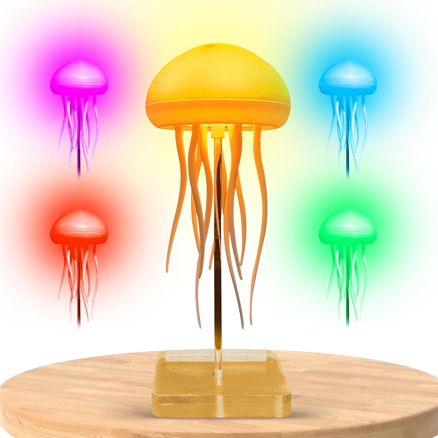 New Upgraded Quiet Lumiopet Jellyfish Lamp LED Mood Rechargeable Table Lamp with Touch Sensor and Voice Control RGB Gradient Desk for Bedroom with Remote Control for Gifting Kids and Adult Night Light