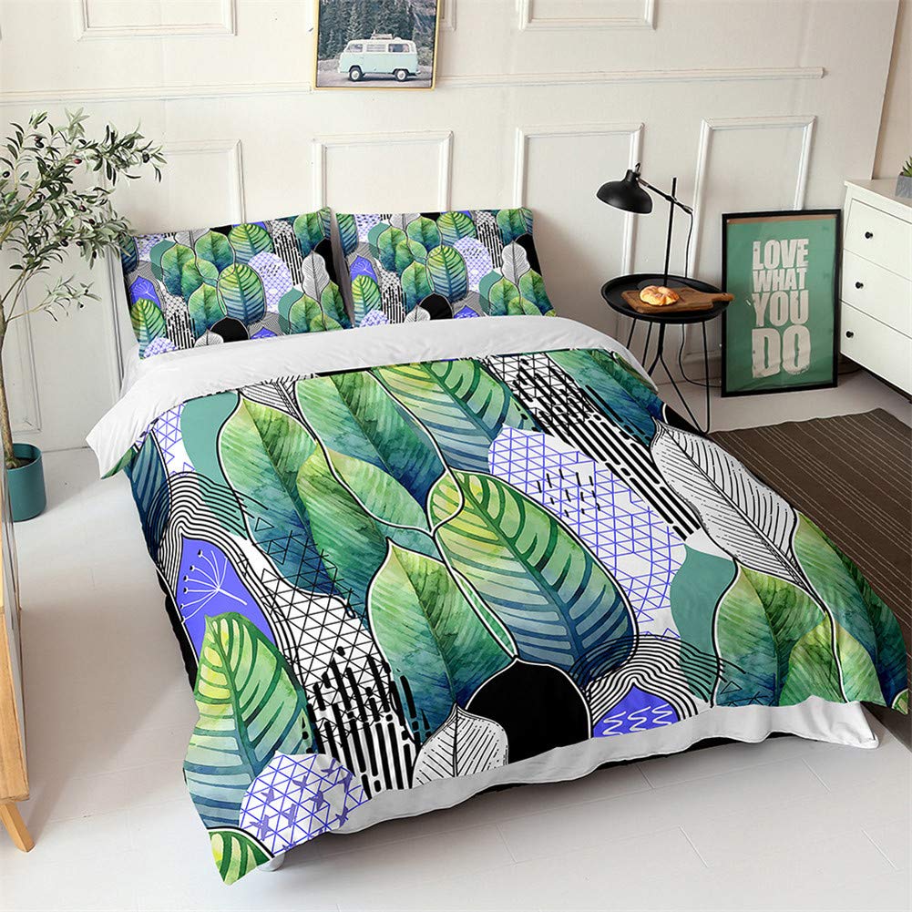 Housse de couette 3D plantes tropicales 3 pièces microfibre 140x200 cm