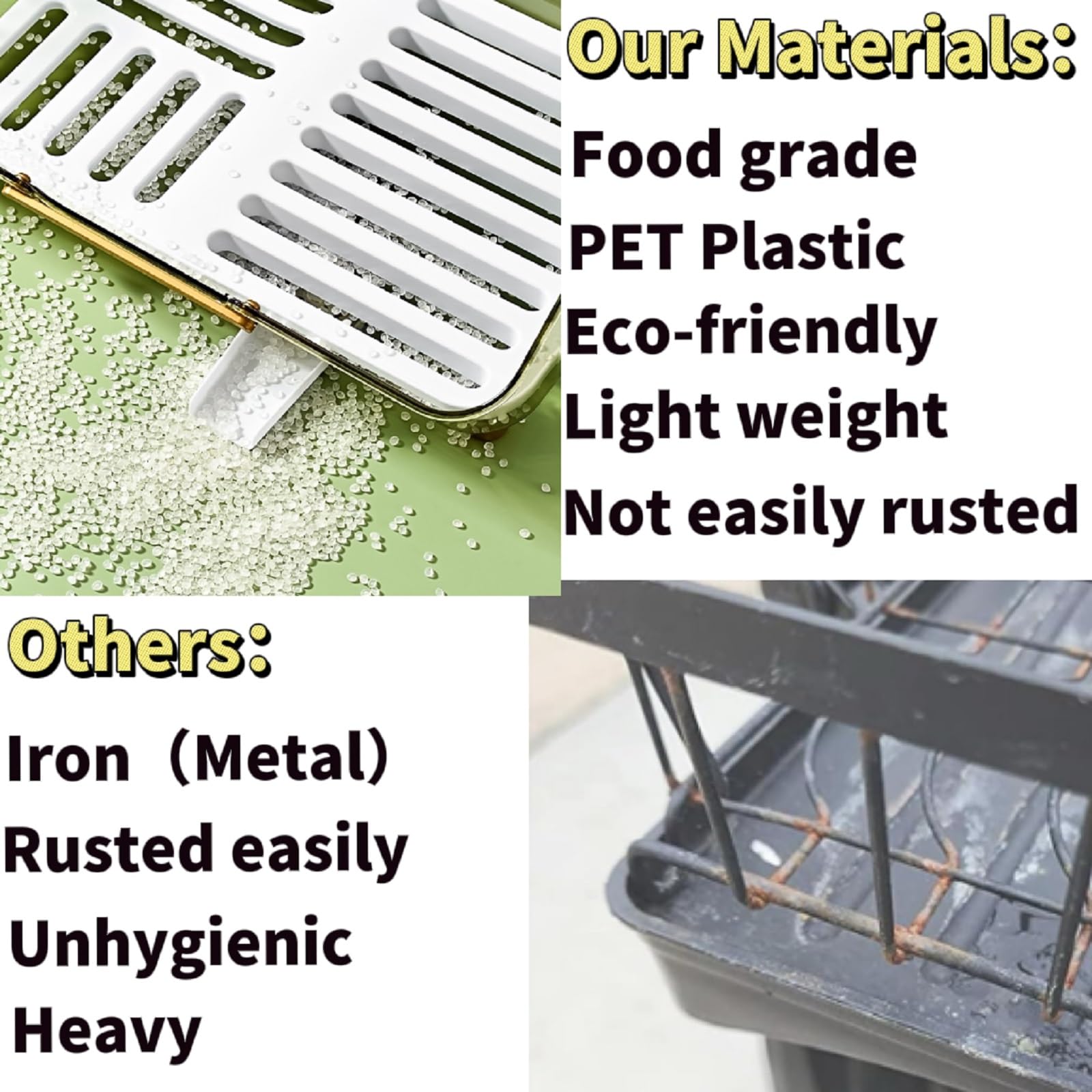 Escurreplatos para fregadero, escurridor de cocina de plástico, colador de platos que ahorra espacio con asas redondeadas, soporte desmontable para palillos, 17 pulgadas de largo x 11 pulgadas de