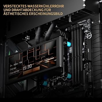 TR A70 ARGB Schwarzes ATX Gaming-Gehäuse dreiseitiges säulenlosem Panoramaglas-Panel 8 CPU-Lüfterplätze 4-Wege-Luftzirkulation werkzeuglose vertikale Fallschutz + panoramische Lichtleiste.