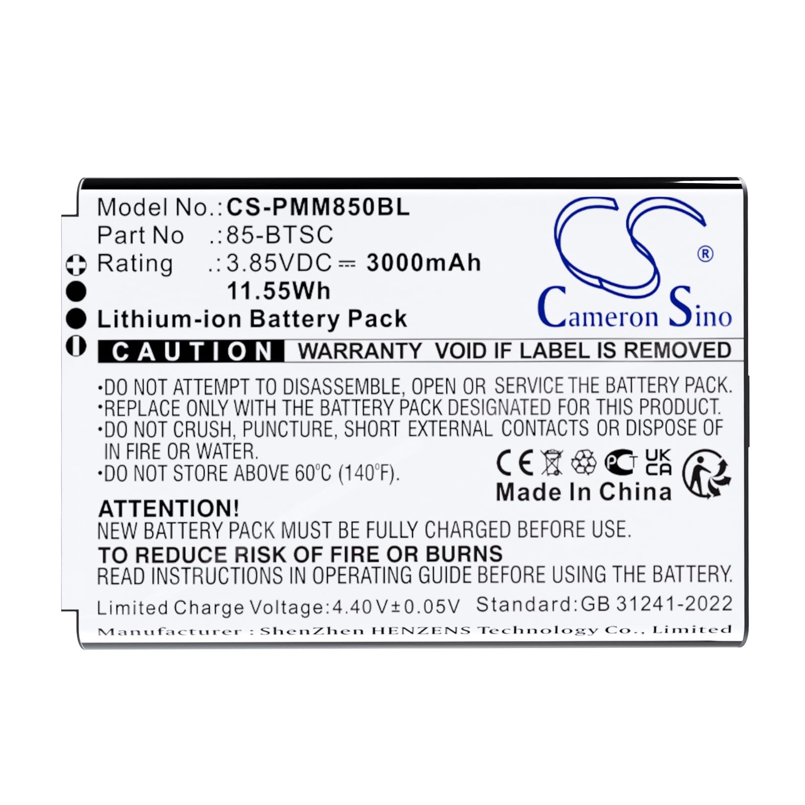 TCTK Akku 3000mAh Kompatibel mit [Point Mobile] PM85, PM90 Ersetzt 85-BTSC