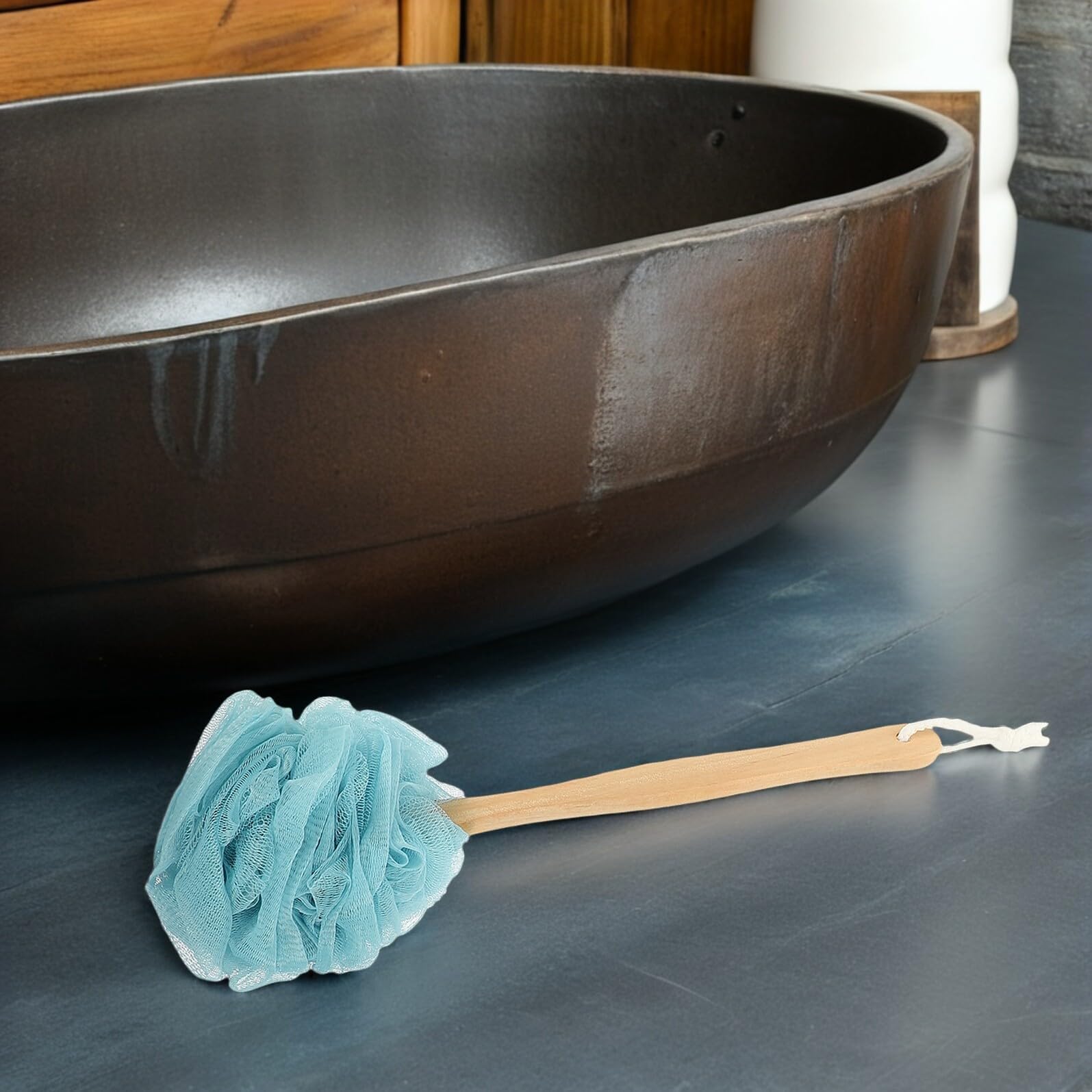 COLLBATH 8 Pezzi Spazzola da Doccia con Manico Spugne Esfolianti in Nylon Morbido per Corpo e Schiena Antiscivolo e Facile da Usare per Uomo e Donna per Pulizia Completa del Corpo