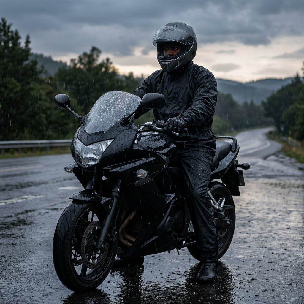 Xplorer 2-częściowy Kombinezon Przeciwdeszczowy Motocyklowy Rozmiar L | Powlekany Wiatroodporny Wodoodporny Kombinezon Poliestrowy | Uszczelnione Termicznie Szwy I Pasek Odblaskowy | Ochrona Motocykli
