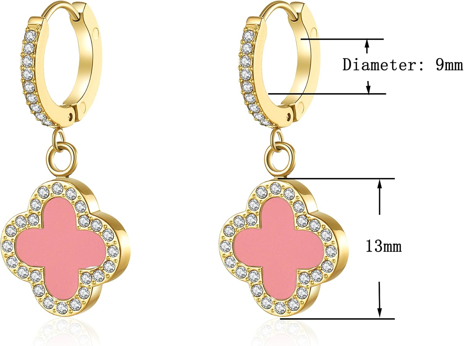 Clover Earrings for Women 18K Gold Plated Four Leaf Clover Hoop Earrings Simple Lucky Drop Jewelry Gifts for Women - Image 2