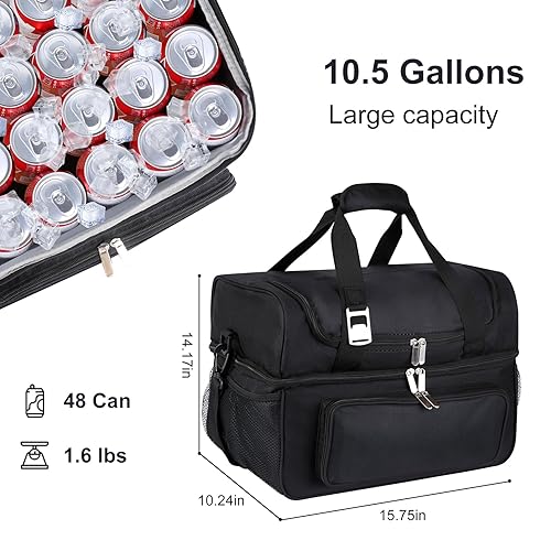 Miniatura 2 de musbus Bolsas enfriadoras Mantiene el hielo 48 latas aisladas con correas ajustables para el hombro, ideal para pícnics, barbacoas, camping, portón