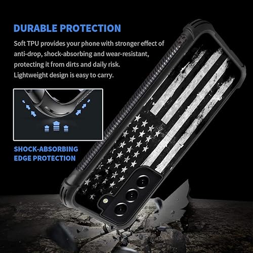 Vista 48 de Funda compatible con Samsung Galaxy S21 Plus, diseño gráfico de bandera de águila en blanco y negro, acrílico, a prueba de golpes, antiarañazos