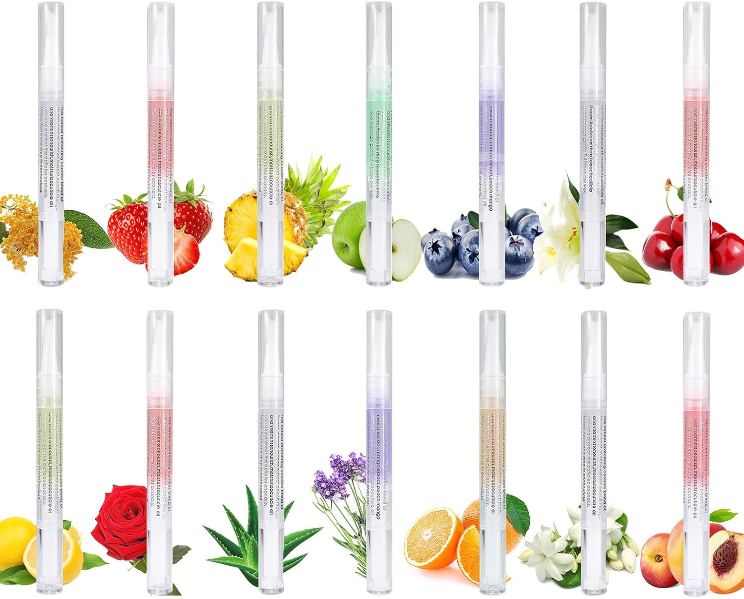 14 stuks nagelriem olie pen voor nagels, natuurlijke ingrediënten nagel voedingsolie pen voor nagelgroei zorg, gemengde smaken komen met zachte borstel nagelbehandelingen voorkomen droge barsten en