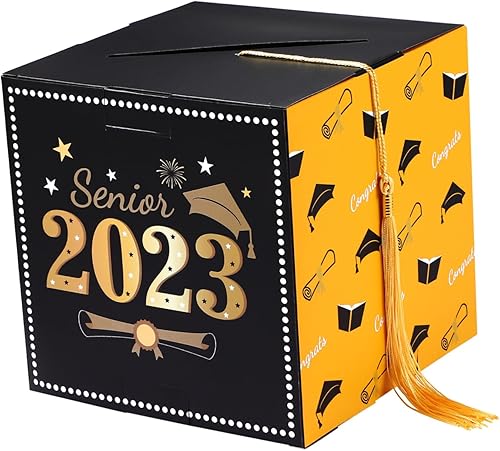 ABOOFAN Caja de tarjetas de graduación 2023, caja de tarjetas de regalo de felicitaciones graduadas con borla para decoraciones de fiesta