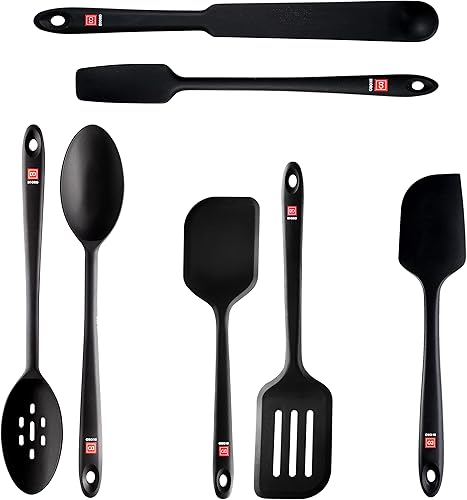 DI ORO - Juego de utensilios de cocina de silicona de 7 piezas, espátulas de silicona resistentes al calor hasta 600 °F, espátulas de cocina de goma