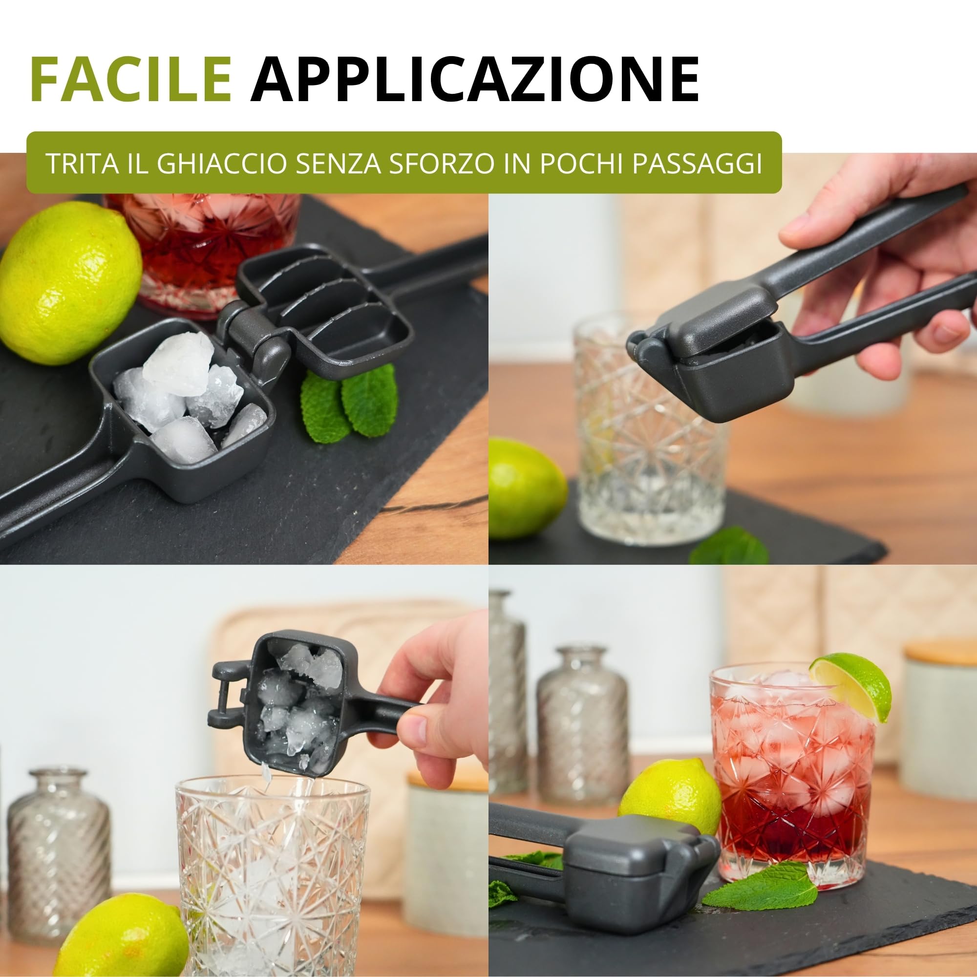 Westmark Tritaghiaccio Cuby Black Edition, Macchina manuale per tritare ghiaccio per cubetti di ghiaccio, granite e cocktail, Antracite