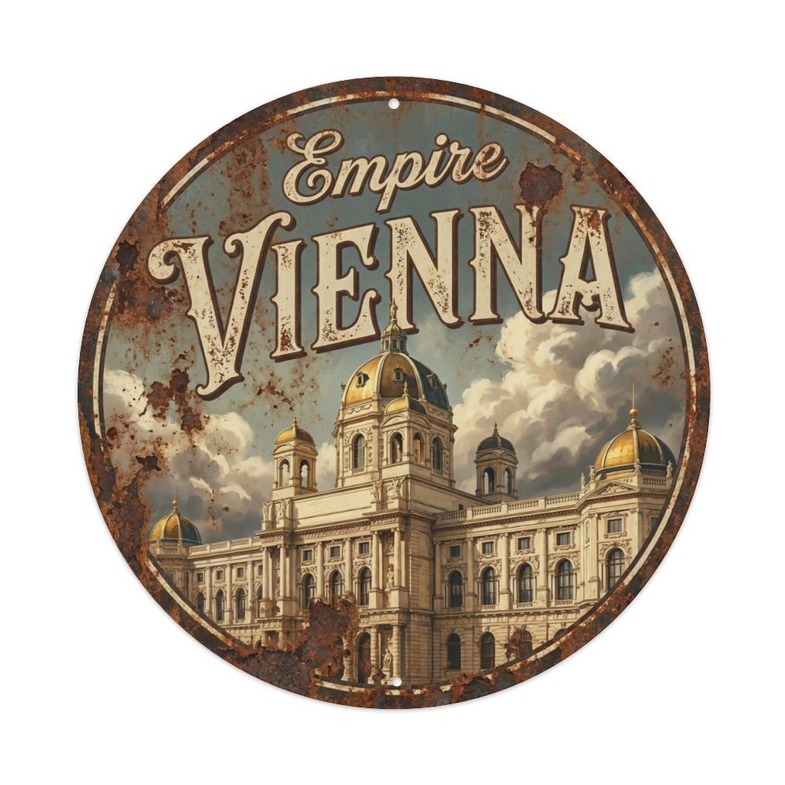Yrnq 8X8inch Vintage Style Vintage Travel Vienna Austria Dynasty Metal Tin Sign