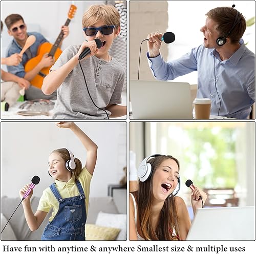 Miniatura 7 de Mini micrófono de 5 piezas para grabación de voz, karaoke portátil y chat compatible con teléfono inteligente, iPhone, iPad, portátil