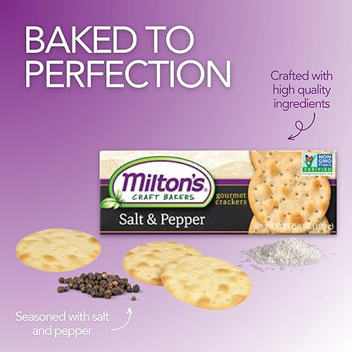 Miniatura 4 de Milton's Craft Bakers Galletas gourmet de sal y pimienta, galletas verificadas sin OMG, todos los ingredientes naturales, kosher, galletas