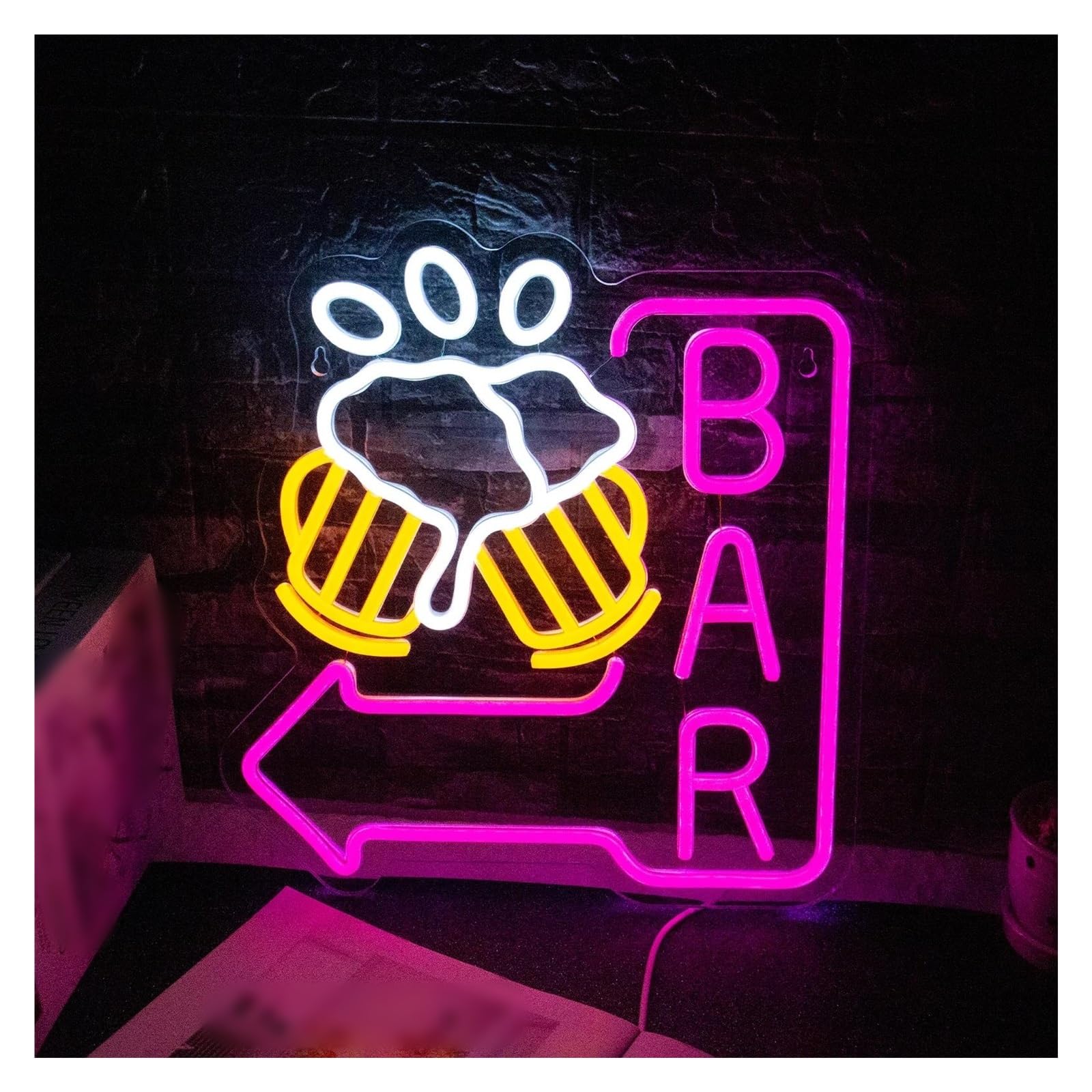 LEMST Signs Lamp Beer Bar Neon Sign for Wall Mount Indoor Decor Light Up Home Bar Cart Restaurant Man Cave Bistro Club Party 36cmх35cm