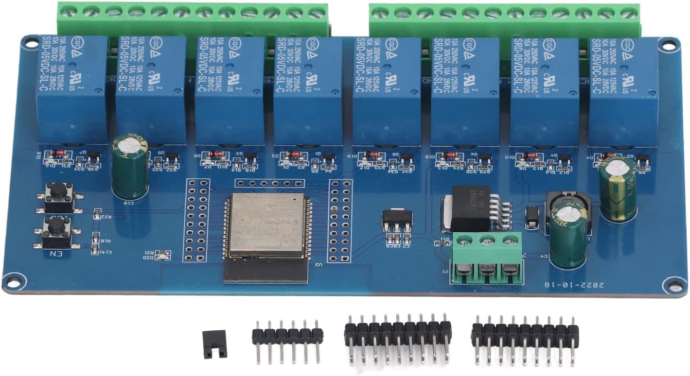 Eujgoov DC 5 to 30V PCB 8 Channel Relay Module WROOM 32E WiFi Wireless Control BLE Development Board for Controlling Loads
