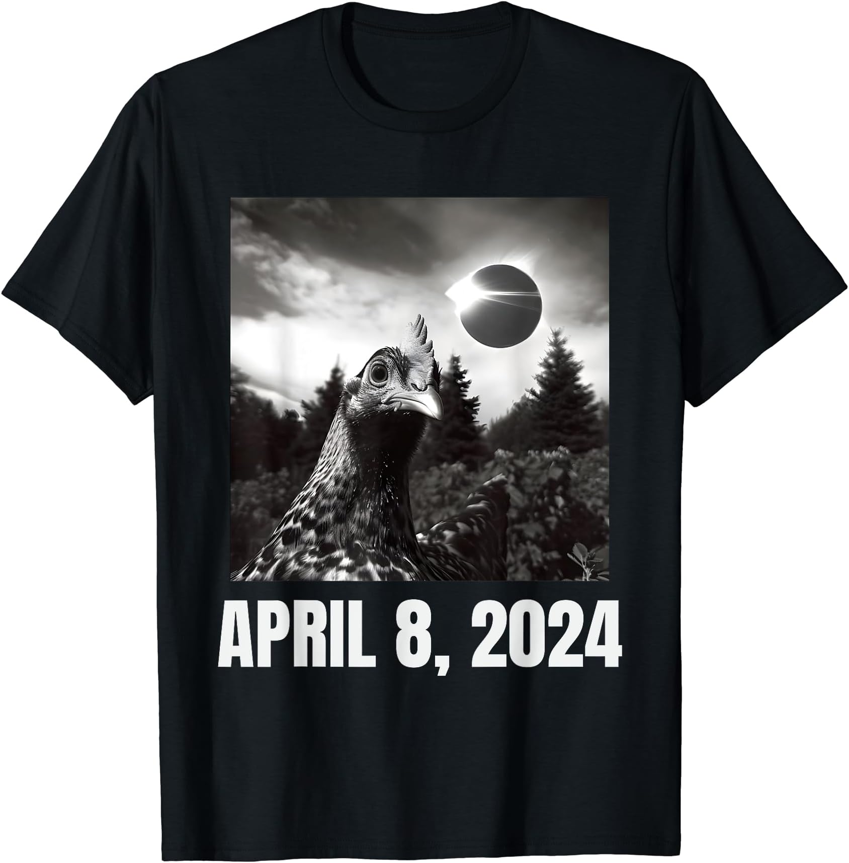 2024 Total Solar Eclipse ChickenFunny 2024 Solar Eclipse Chicken Selfie Meme T-Shirt