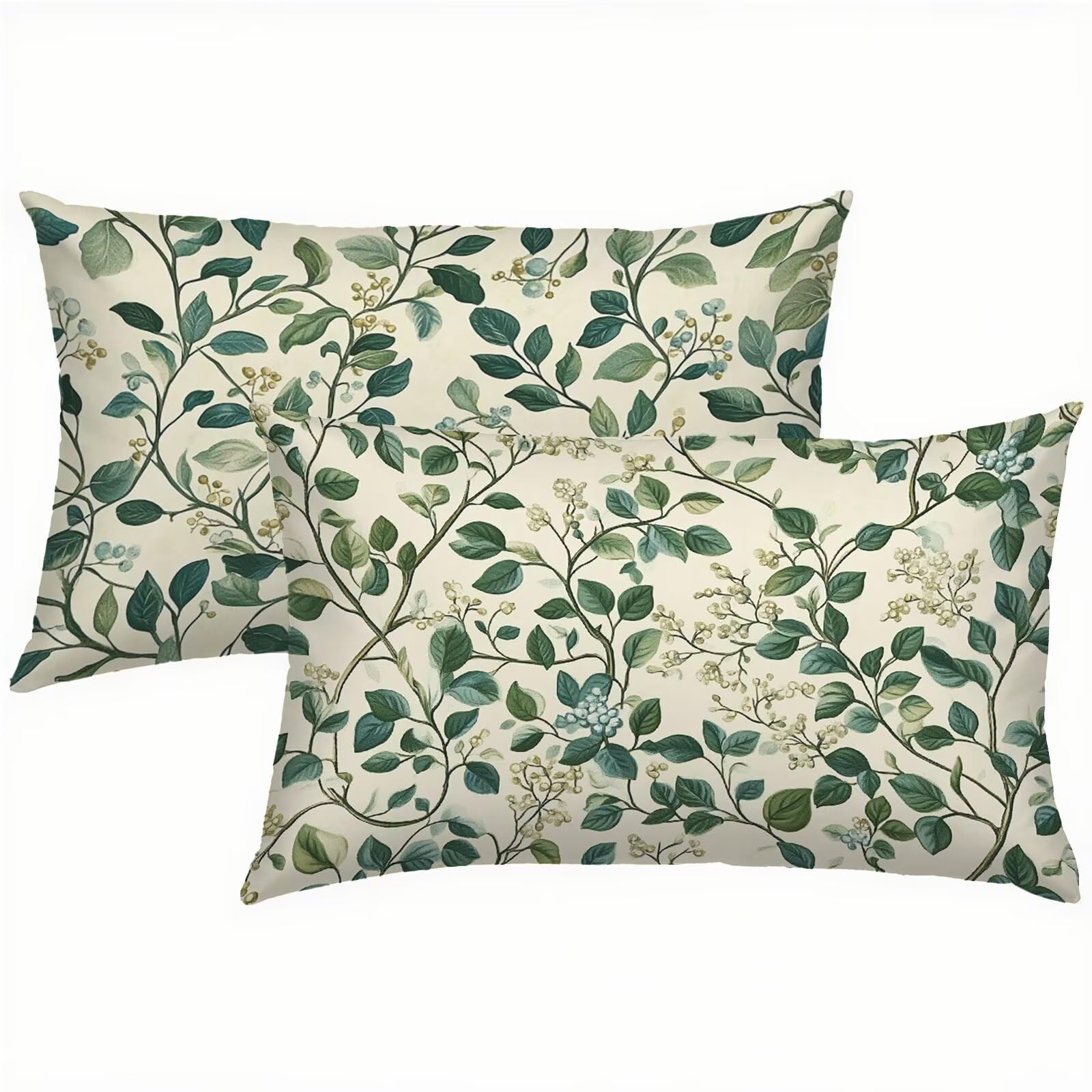 Taies d'oreiller 50x80 cm en velours vert imperméable | Lot de 2 pour salon et lit