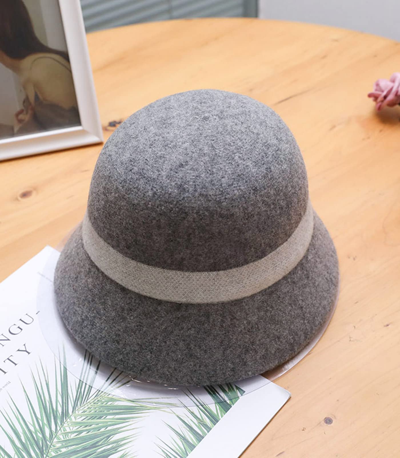 Adigaber Chapeau Cloche Femme Chapeau Melon 100% Laine Fedora Seau Élégant Chapeau Derby Chapeau Vintage Hiver