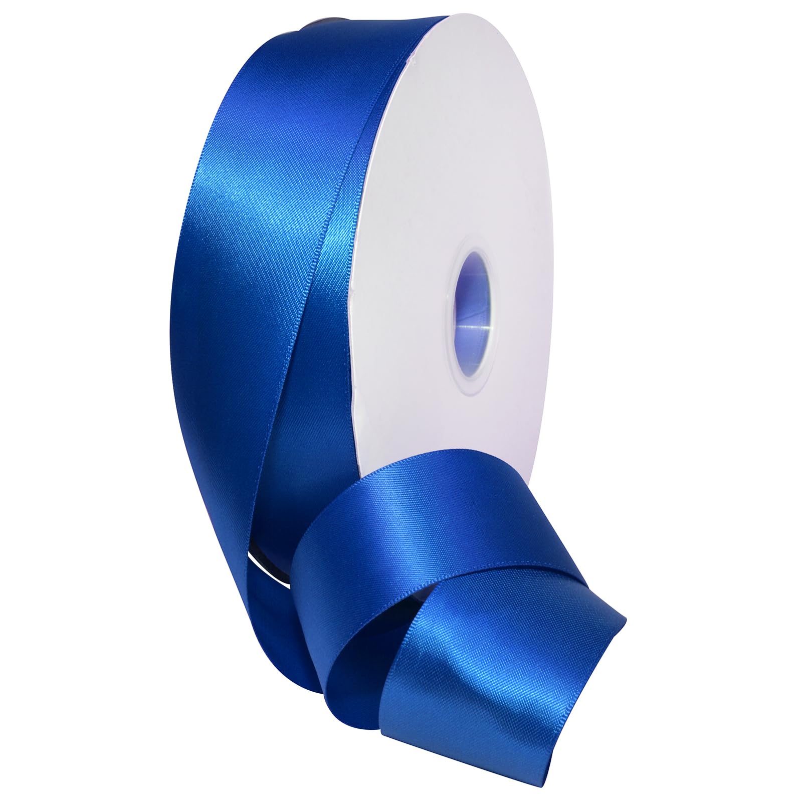 Morex Ribbon Ruban de satin double face en polyester recyclé RPET, 3,8 cm x 91,4 m, bleu électrique