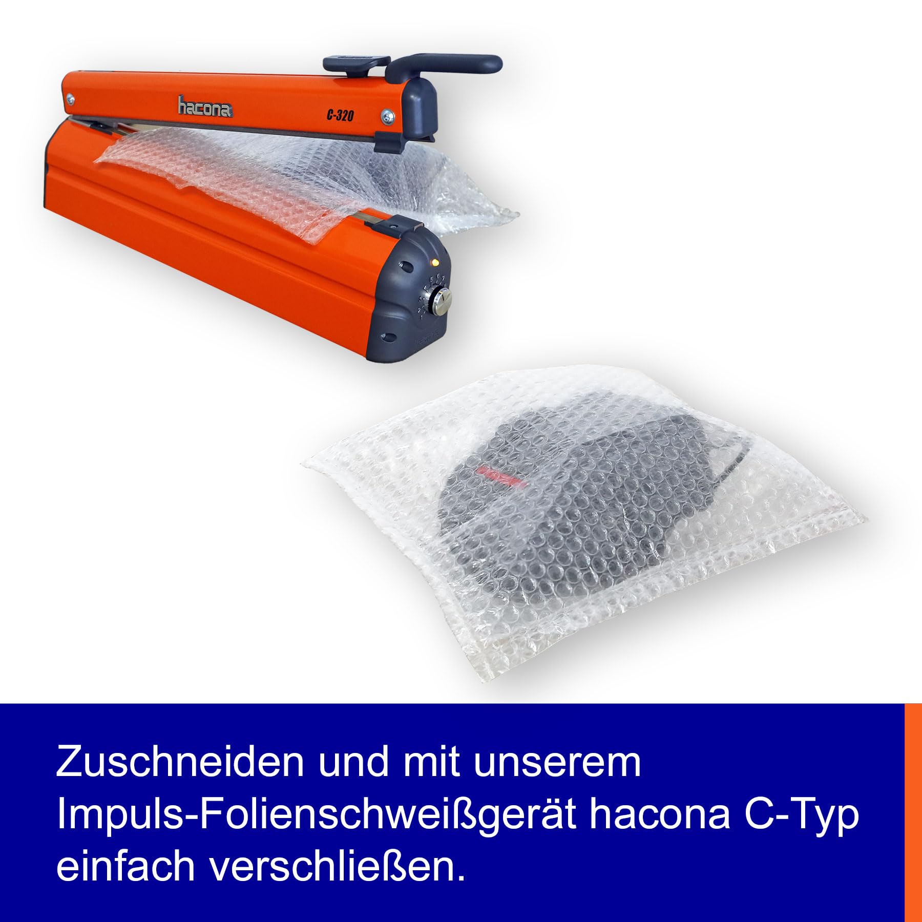 Schlauchluftpolsterfolie stark 80 µm | 250mm×50m | kleingenoppt | Luftpolsterfolie Schlauch | flexibler + effektiver Polsterschutz | recyclingfähig
