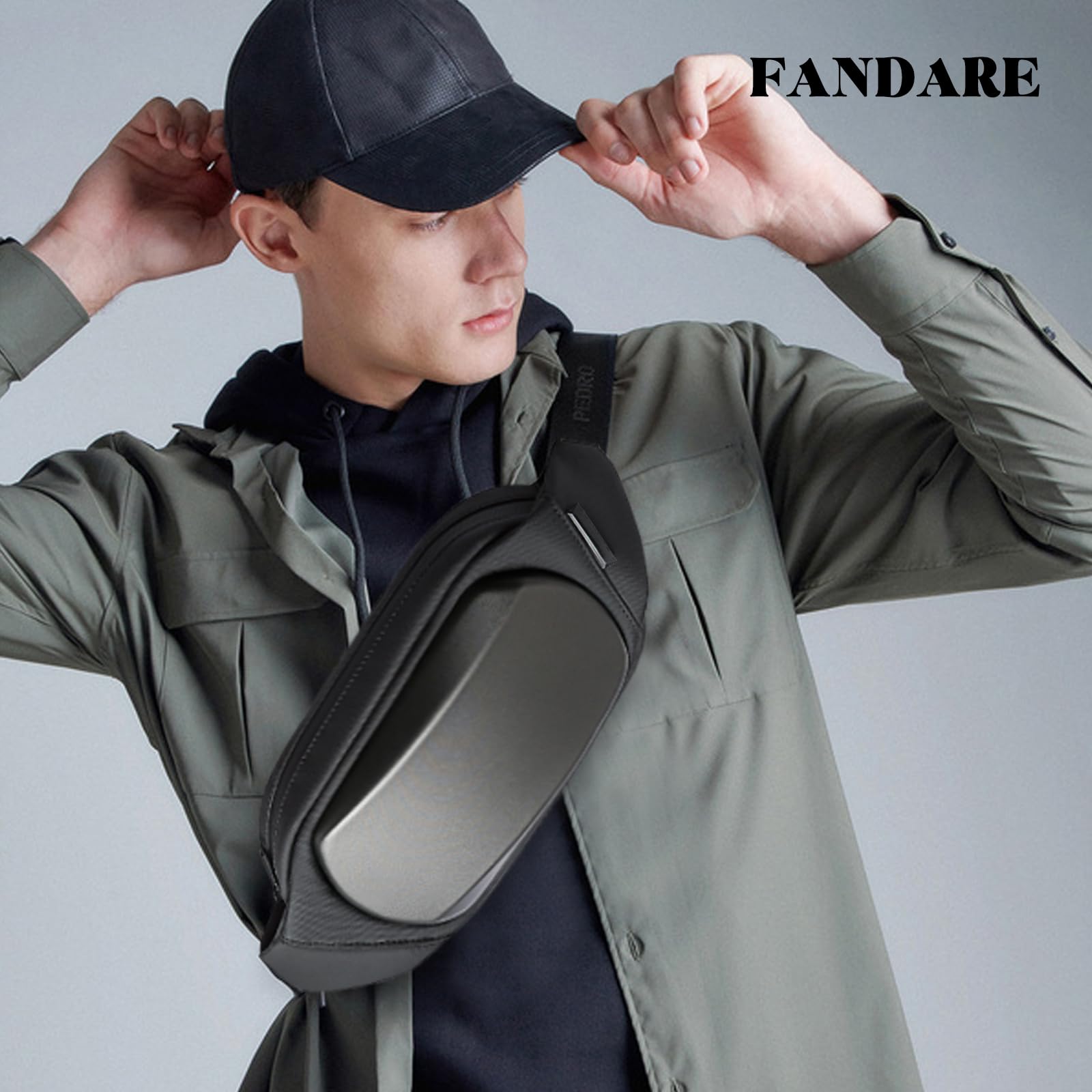 FANDARE Sacs de Sport bandoulière Sacoche Sac Banane Ville Sac Poitrine Léger Impermeable Sling Bag Sac d'Epaule pour Homme Femme Voyage Sport Randonnée Vélo Camping Excursion Grise
