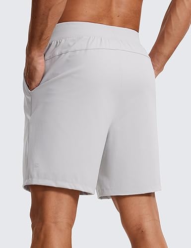 Miniatura 2 de CRZ YOGA Pantalones cortos de entrenamiento elásticos en cuatro direcciones para hombre, 7 pulgadas, suaves, duraderos, casuales, con bolsillos,