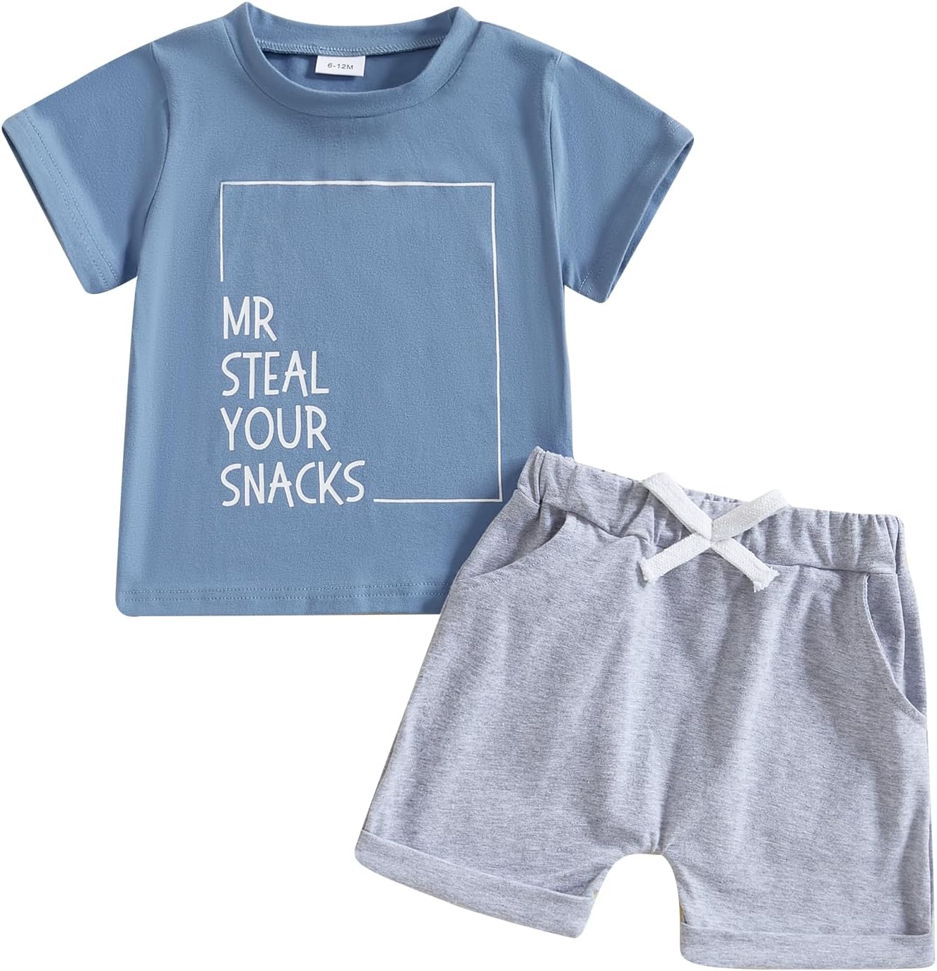 Baby Boy Summer Clothes Toddler Infant Outfit Short Sleeve Letter T Shirt Tops and Stretch Shorts Clothing Set