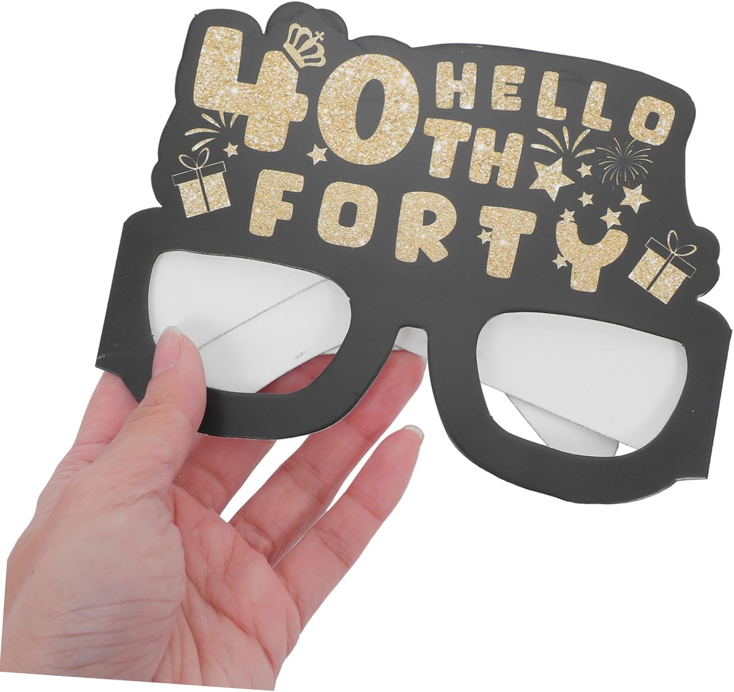SHOWERORO 1Set Glitter Birthday Photo Frame with Paper Glasses Fun Props for Happy Birthday Party Decorations Cardboard for Memorable Photo Booth Moments