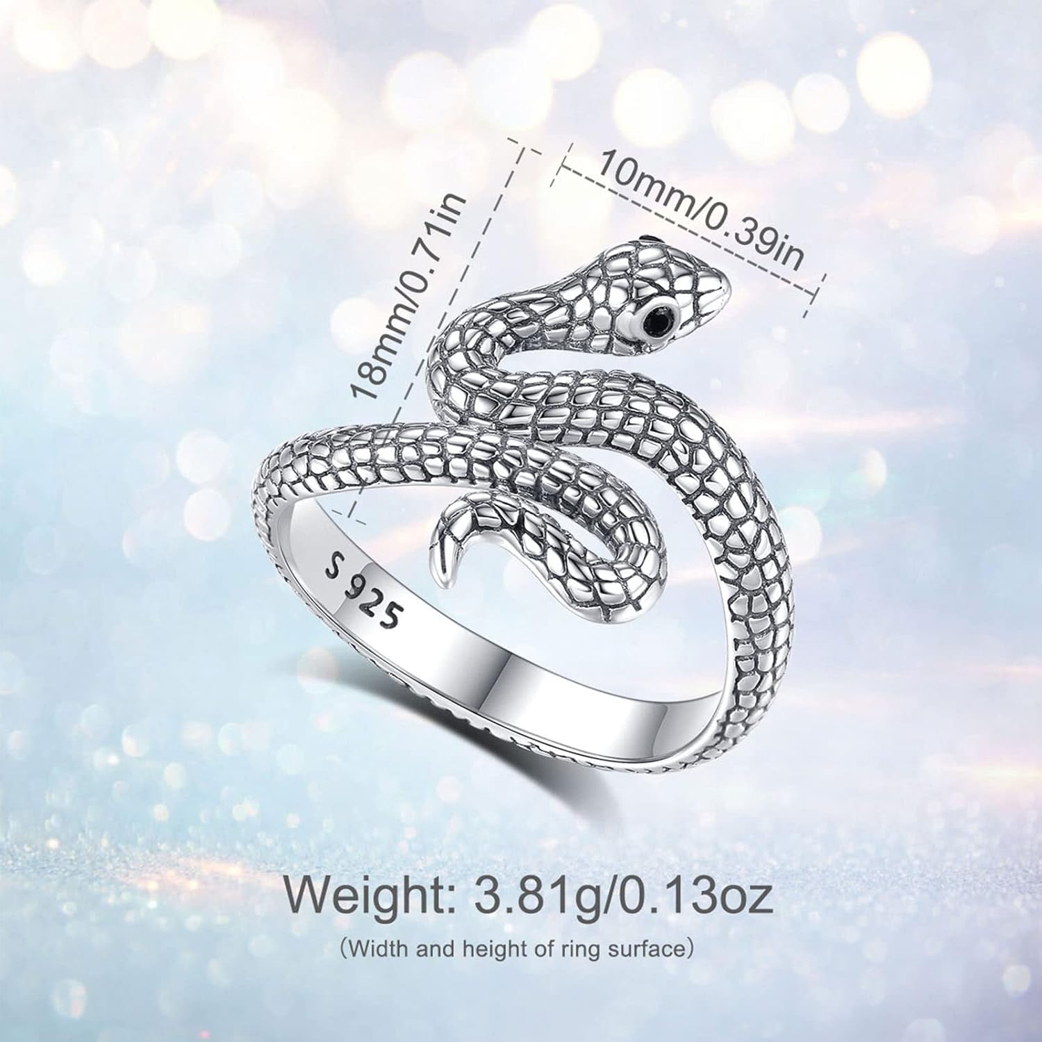 Vito 925 Sterling Silver Animal Rings for Women Men, Adjustable Snake Band Ring Wolf Octopus Rings Jewelry Gift for Daughter Son - Image 7