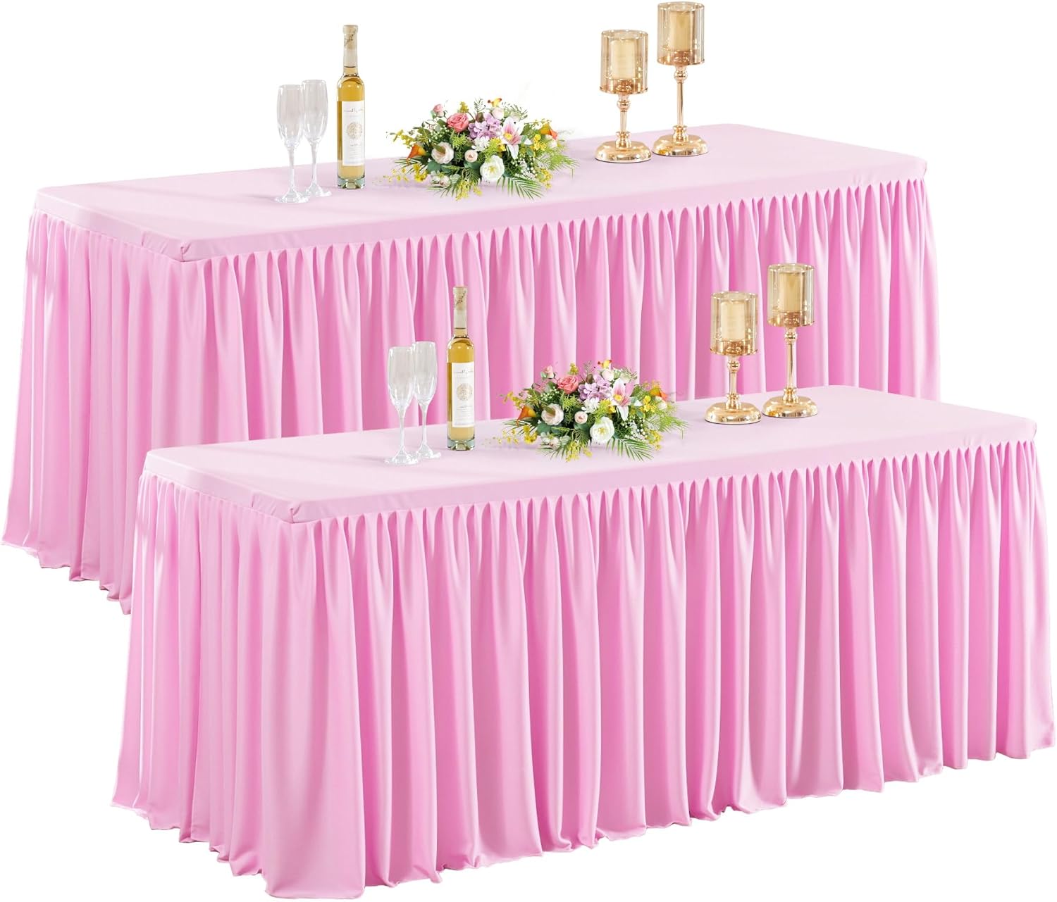 6 Pack Champagne Table Clothes for 6 Foot Rectangle Tables, Premium Polyester Rectangle Tablecloth Wrinkle Resistant Washable Table Cover for Wedding, Party, Dining,Banquet,Buffet Tables
