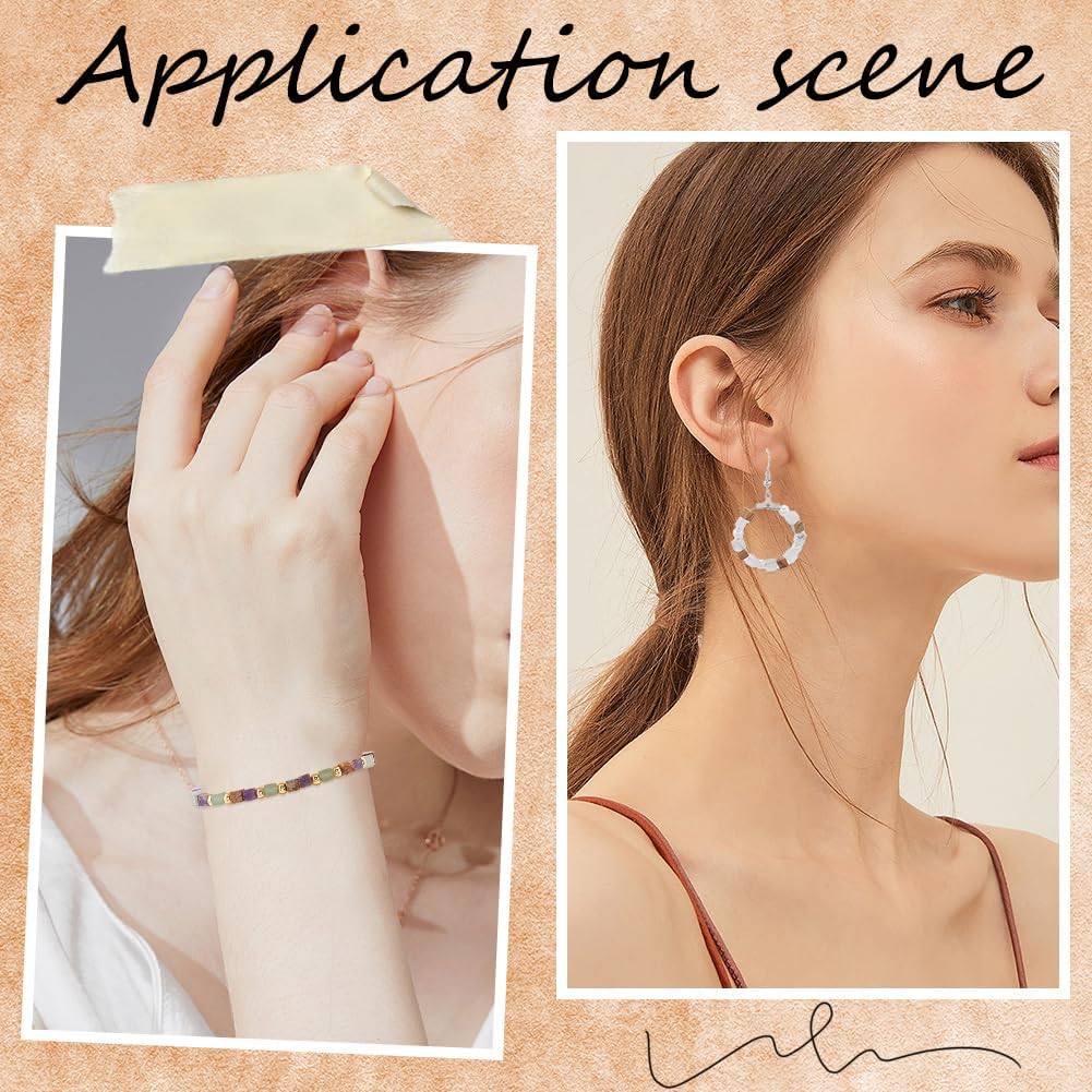 SUNNYCLUE 1 Box 200Pcs 10 Styles Square Gemstone Beads Bulk 4mm Cube Stone Beads Small Natural Flat White Green Rectangular Beads for Jewelry Making Necklace Bracelet DIY Craf Christmas Women Adults - Image 5