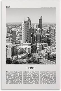 Perth Print Black and White, Perth Wall Art, Perth Poster, Perth Photo, Perth Wall Decor, City Print Poster for Room Aesthetics Canvas Wall Art Poster and Print 12x18inch(30x45cm)
