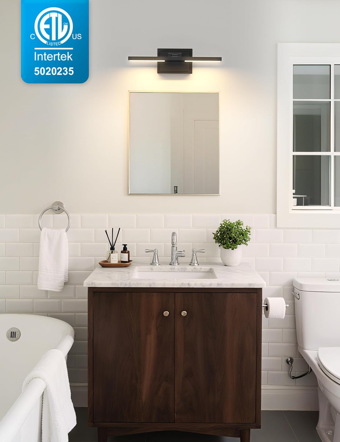 NIORSUN 15.7 Inch Modern Bathroom Light Fixture, 20W 5CCT Dimmable LED Black Bathroom Vanity Lights Over Mirror, Vanity Lights for Bathrooms Restroom Mirror- ETL Certified