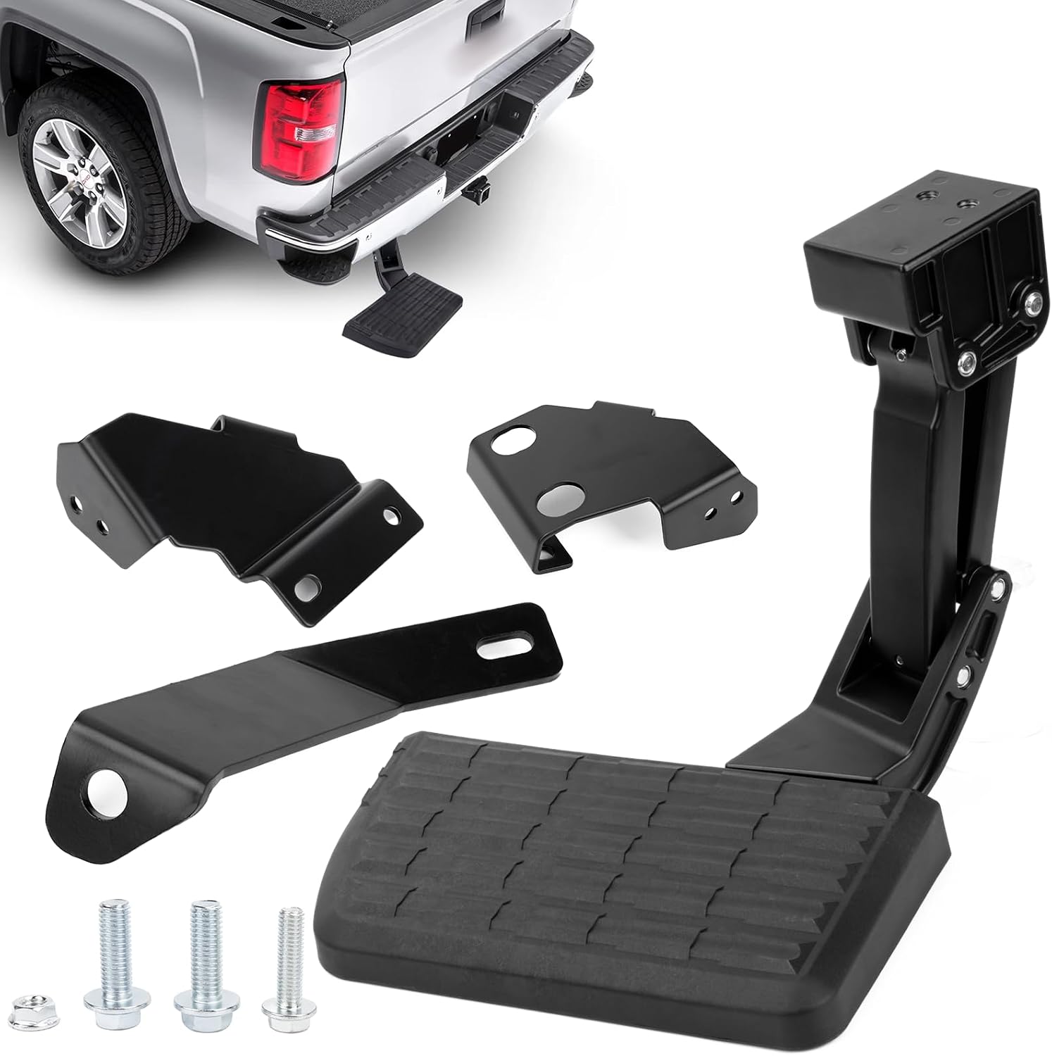 Rear Truck Side Step Compatible with 2019-2024 Chevy Silverado 1500 & GMC Sierra 1500, 75323-01A, Anti-Slip, Retractable Bed Step, Durable & Corrosion-Resistant, 400 lbs Capacity